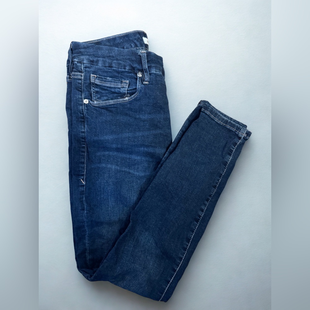 Good American Dark Blue Good Leg Crop Stretch Straight dark wash Jeans 15/33